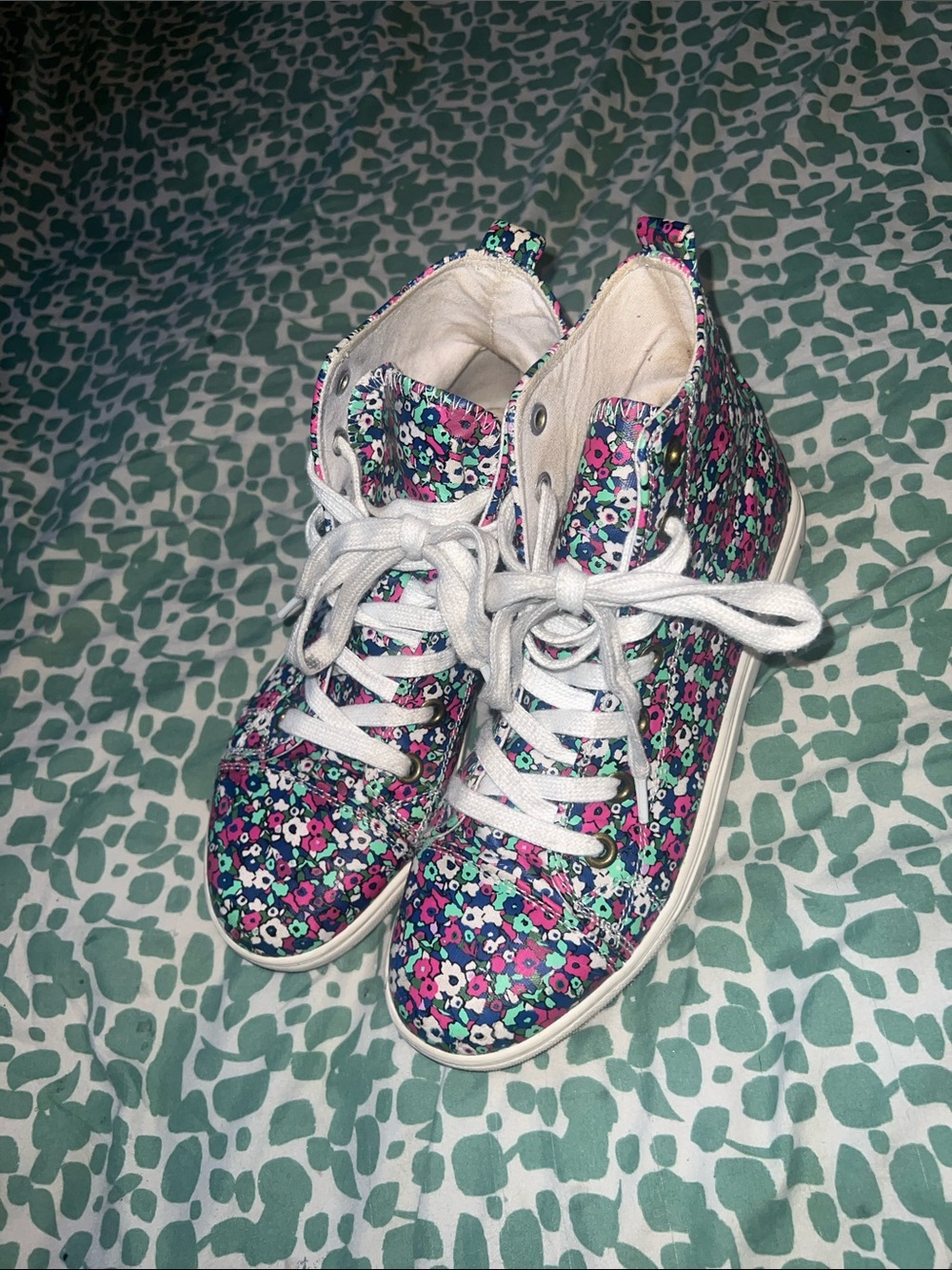 Floral High-Top Sneakers in Purple, Pink & Teal